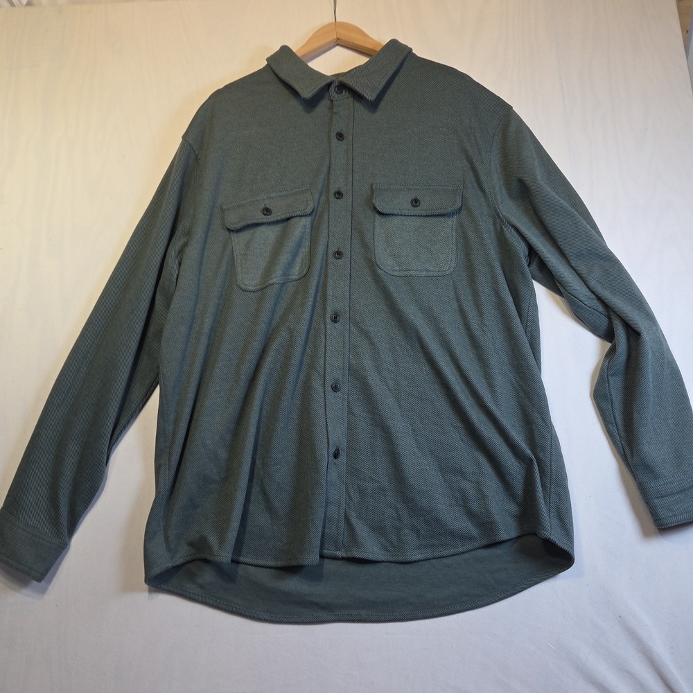 Goodfellow & Co XXL Green Button Front Shirt Jacket Shacket Stretch 2 Pocket